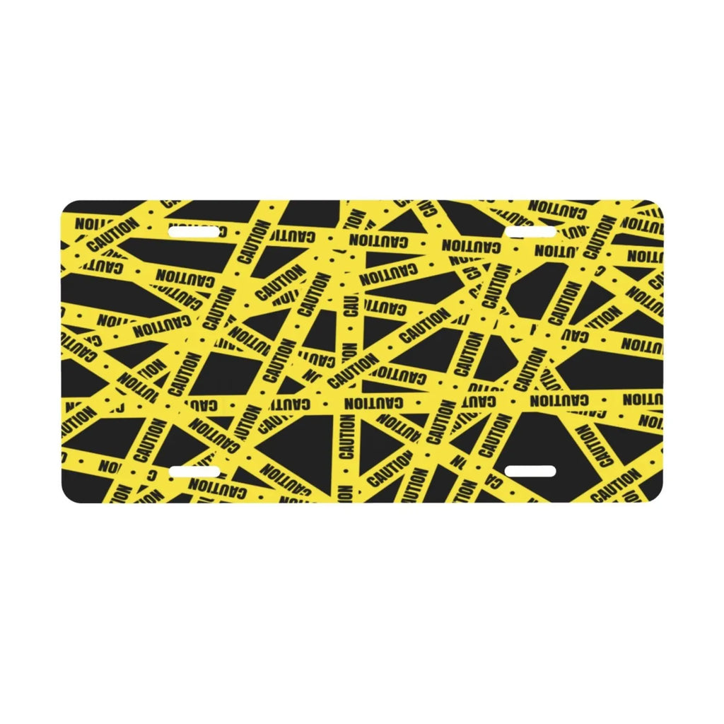 Caution Tape Aluminum Novelty License Plate – 6x12 Vanity Tag Novelty License Plate HIP