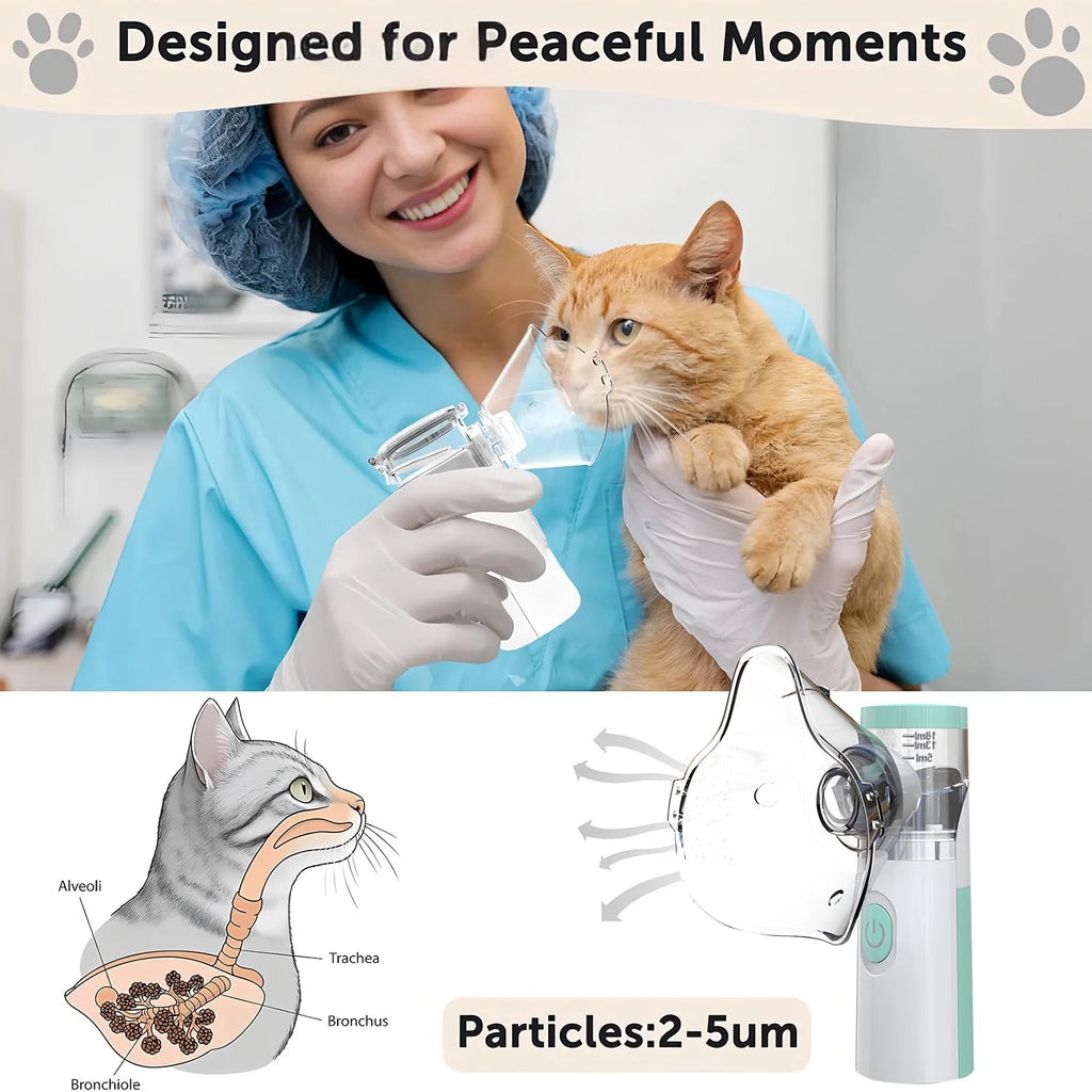Fireurus Handheld Pet Nebulizer for Cats & Dogs – 2 Masks Pet Nebulizer HIP