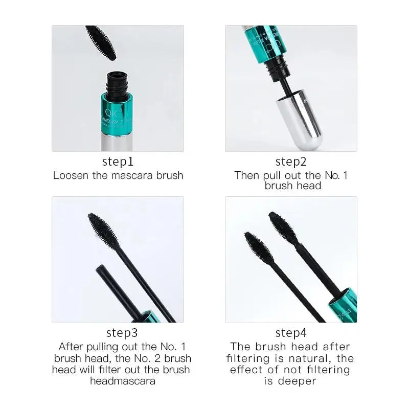 QIC 2-in-1 4D Silk Fiber Mascara – Waterproof & Volumizing Volumizing Mascara HIP