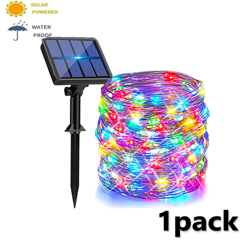 4-Pack Solar Fairy String Lights Outdoor – 8 Modes IP67 Solar String Lights HIP multicolor 1pack 7m 50LED