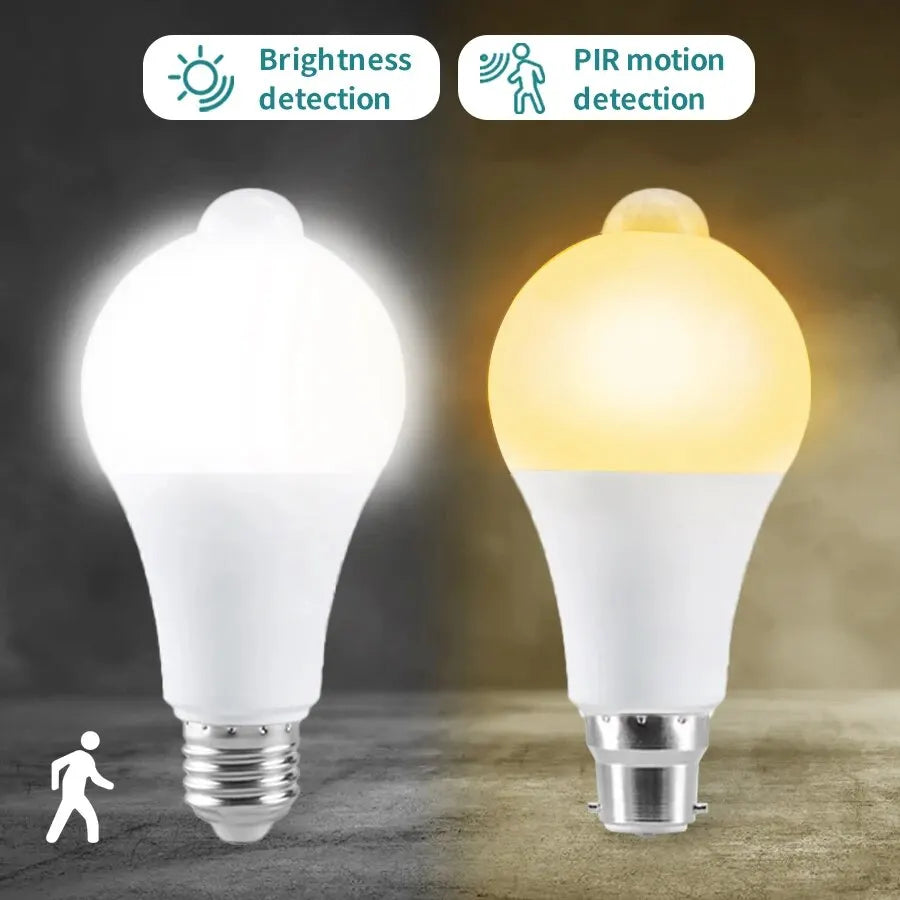 Motion Sensor LED Bulb E27 LED Lamp B22 PIR Sensor Light Bulbs Auto ON/OFF Night Light For Porch Stairs Garage Security Lights HIP
