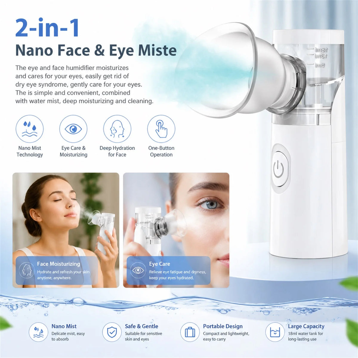 Portable Eye Mist Sprayer – Face & Eye Moisturizing Steamer Eye Mist Sprayer HIP