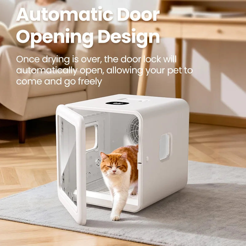 ROJECO Automatic Pet Drying Box 70L Smart Temperature Control 360° Ultra Quiet Pet Hair Grooming For Dog Cat Dryer Box 4 Speed HIP