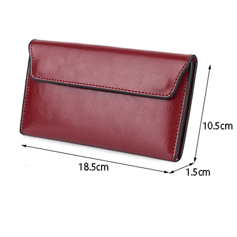 Genuine Leather Women's Long Wallet – Slim Clutch Purse Leather Wallet Clutch HIP