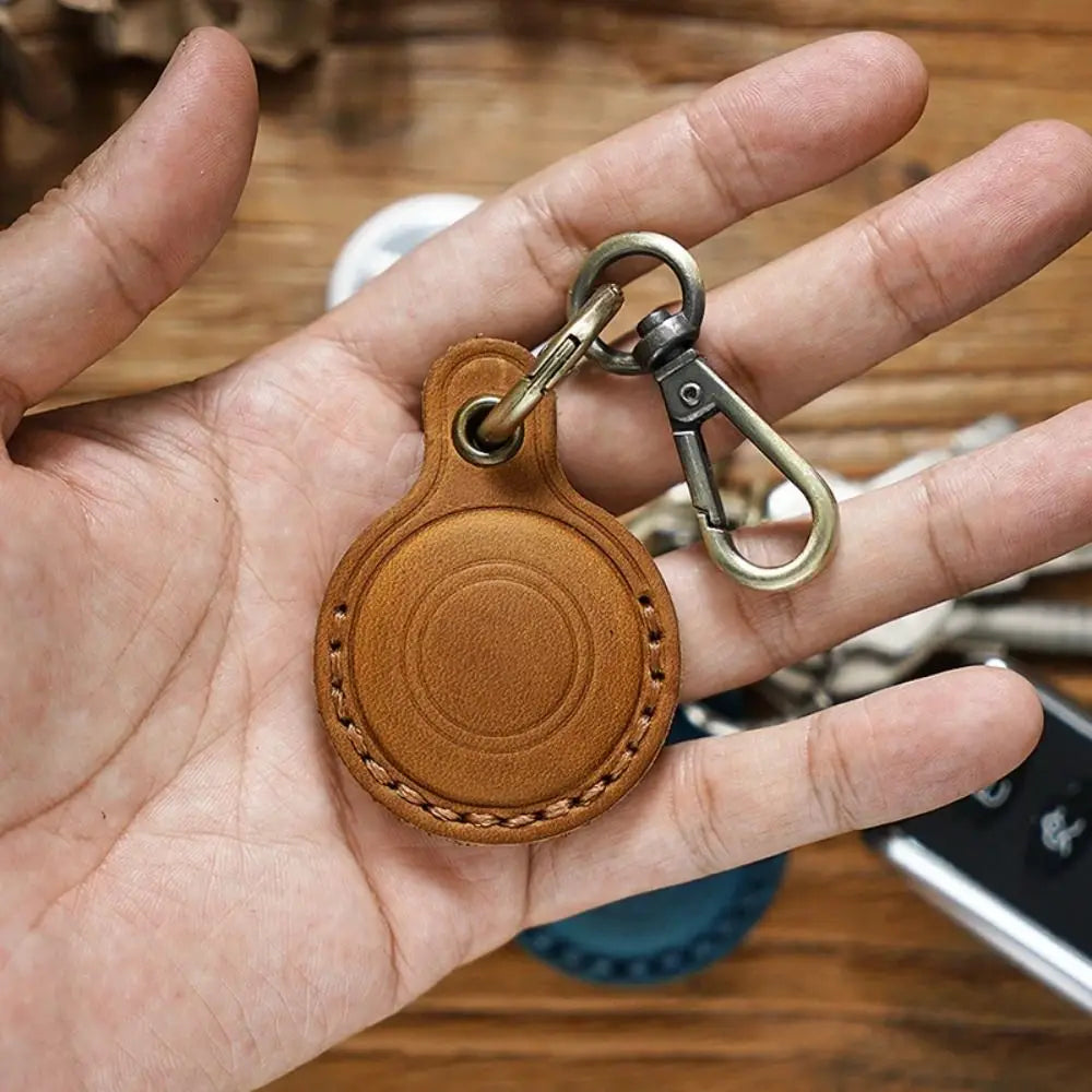 Retro Leather AirTag Case Keychain Cover Protector Tracker Case Cover HIP