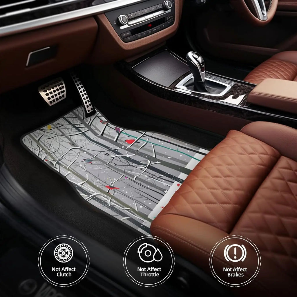 Winter Forest Birds Car Floor Mats – 4-Piece All Weather Set Car Floor Mats HIP