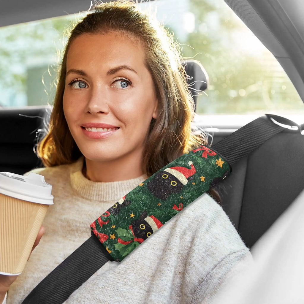 Christmas Cat Bow Seat Belt Covers 2 Pack – Soft Flannel Seat Belt Cover HIP