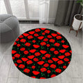 Red Poppies Floral Round Rug – Anti-Slip Washable Carpet Floral Round Rug HIP 4 40x40cm