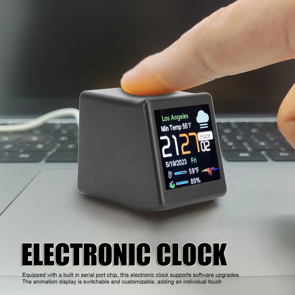 Multifunctional Clock Calendar Display Electronic Weather Clock WiFi Networking Type C Cable Powered for Office Bedroom HIP