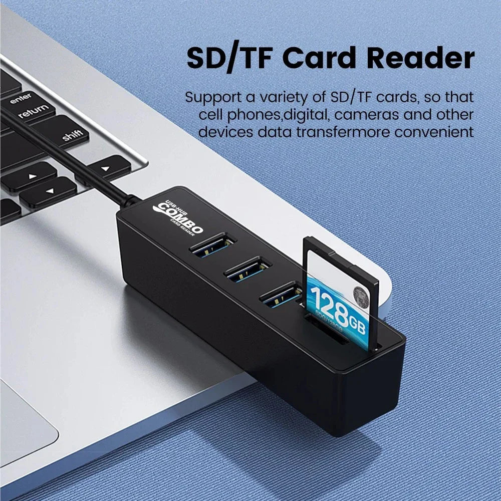 KEBIDUMEI 8-Port USB 2.0 Hub with SD & TF Card Reader USB Hub HIP