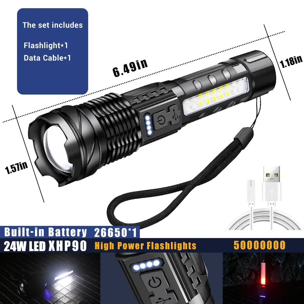 ESMARTER 30W LED Flashlight 1000 Lumens Rechargeable Zoomable LED Flashlight Torch HIP A76