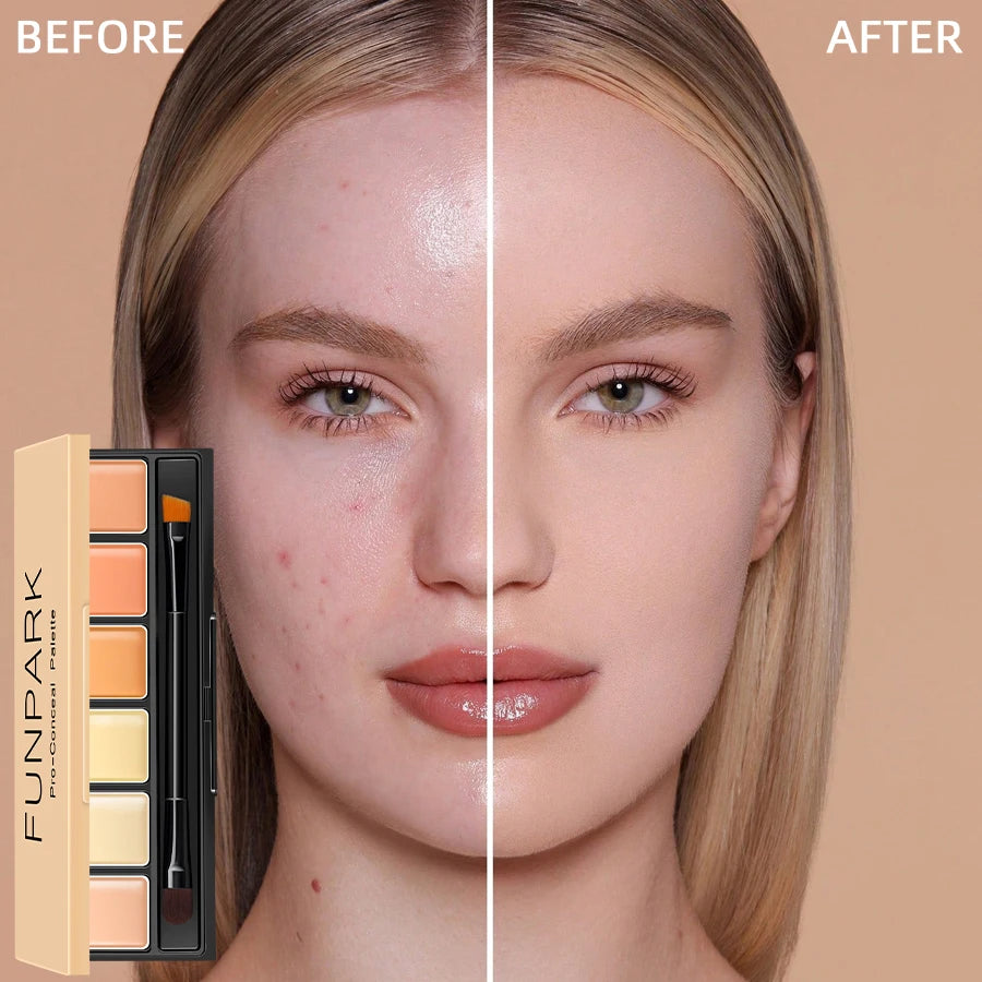 6-color Concealer Blush Palette Cream Matte Highight Contour Makeup Eyeshadow Base Palette with Brush Covering For Dark Circles HIP