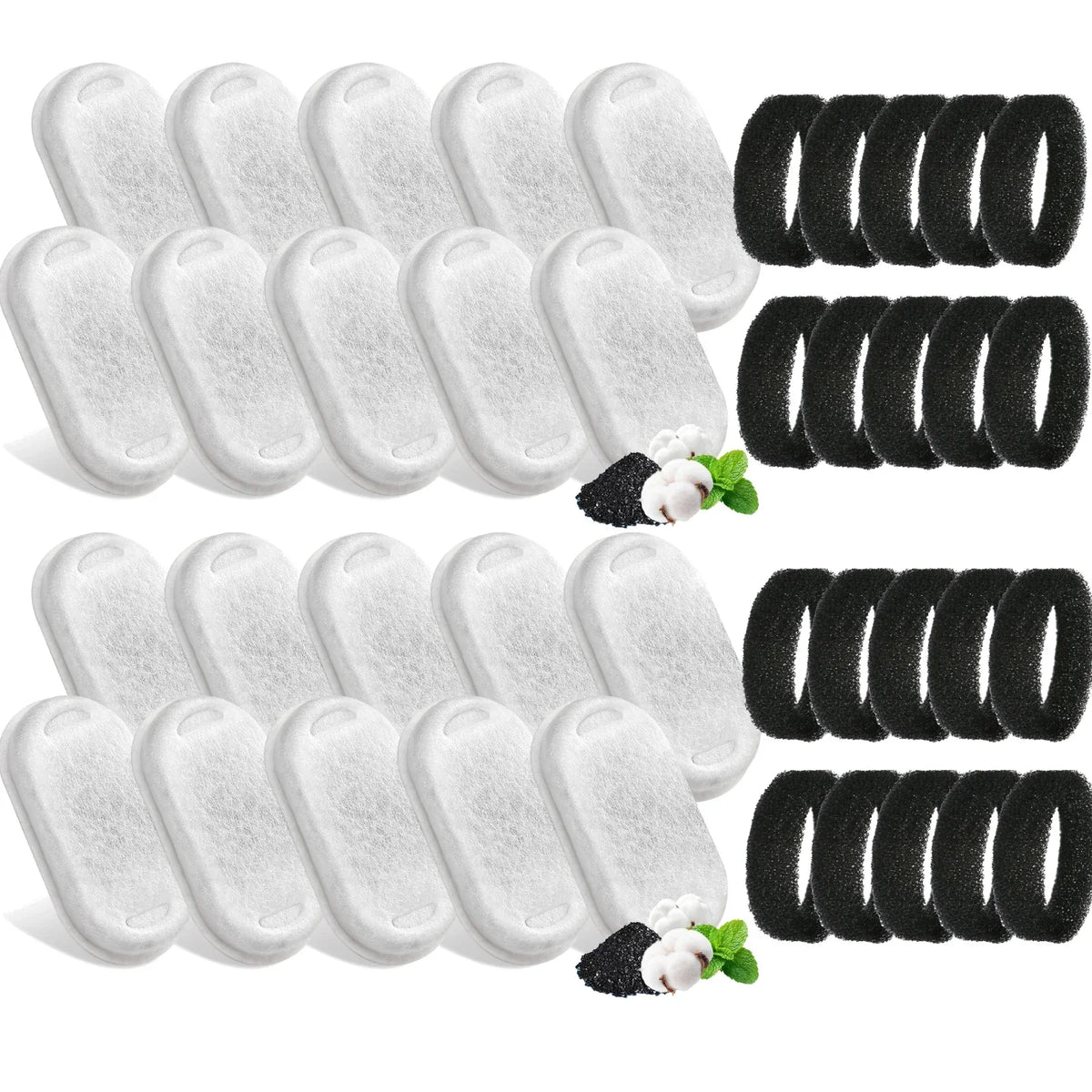 Pack of 8/12 Pet Water Fountain Filters Cat Dog Replacement Activated Carbon Filter Multiple Filtration Fit for 1.6L/2L/2.4L/3L HIP 20pcs D