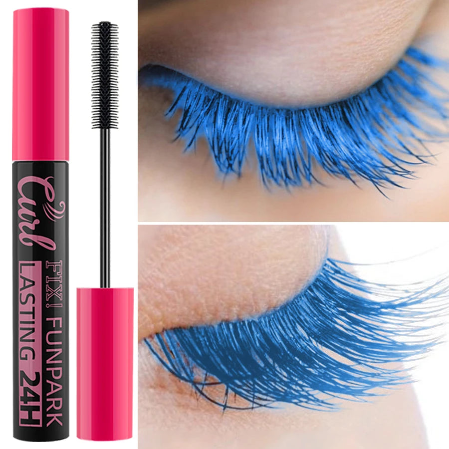 9 Color Mascara Thick Curl Waterproof Natural Eyelash Long Lasting Blue White Green Pink Black Eye Makeup Korean Cosmetics HIP
