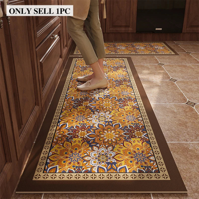 PVC Leather Kitchen Floor Mat – Waterproof Non-Slip Long Rug Kitchen Floor Mat HIP GU6042-P 1pc 58x180cm