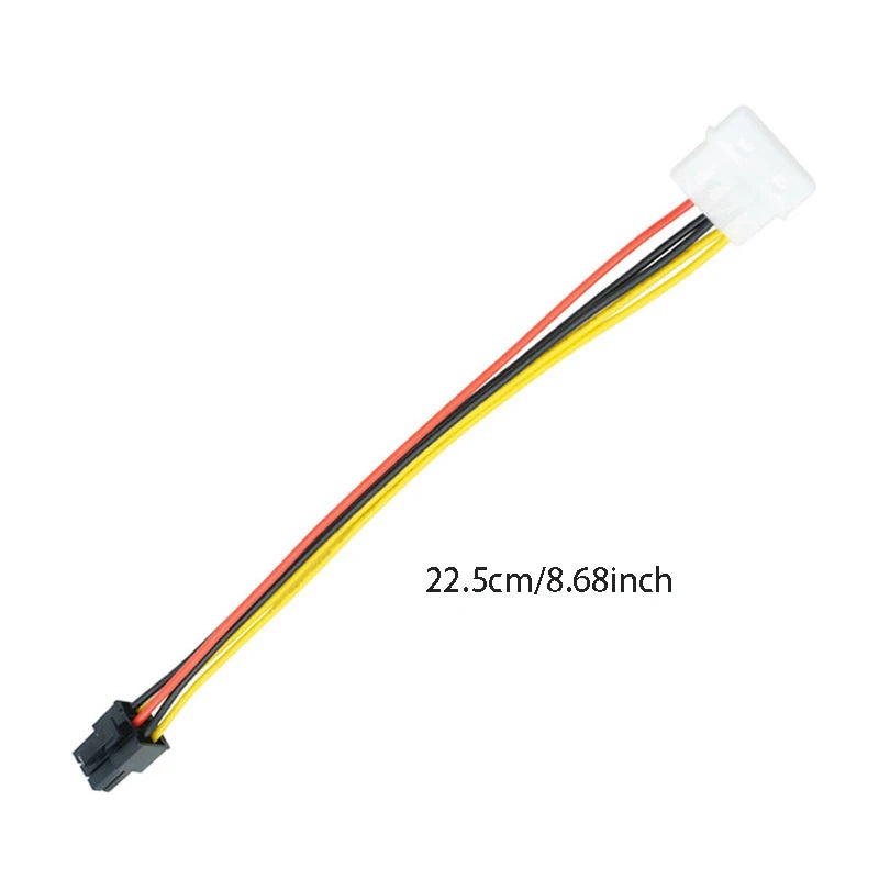 Molex 4-Pin to 6-Pin GPU Power Adapter Cable – 20cm GPU Power Adapter HIP