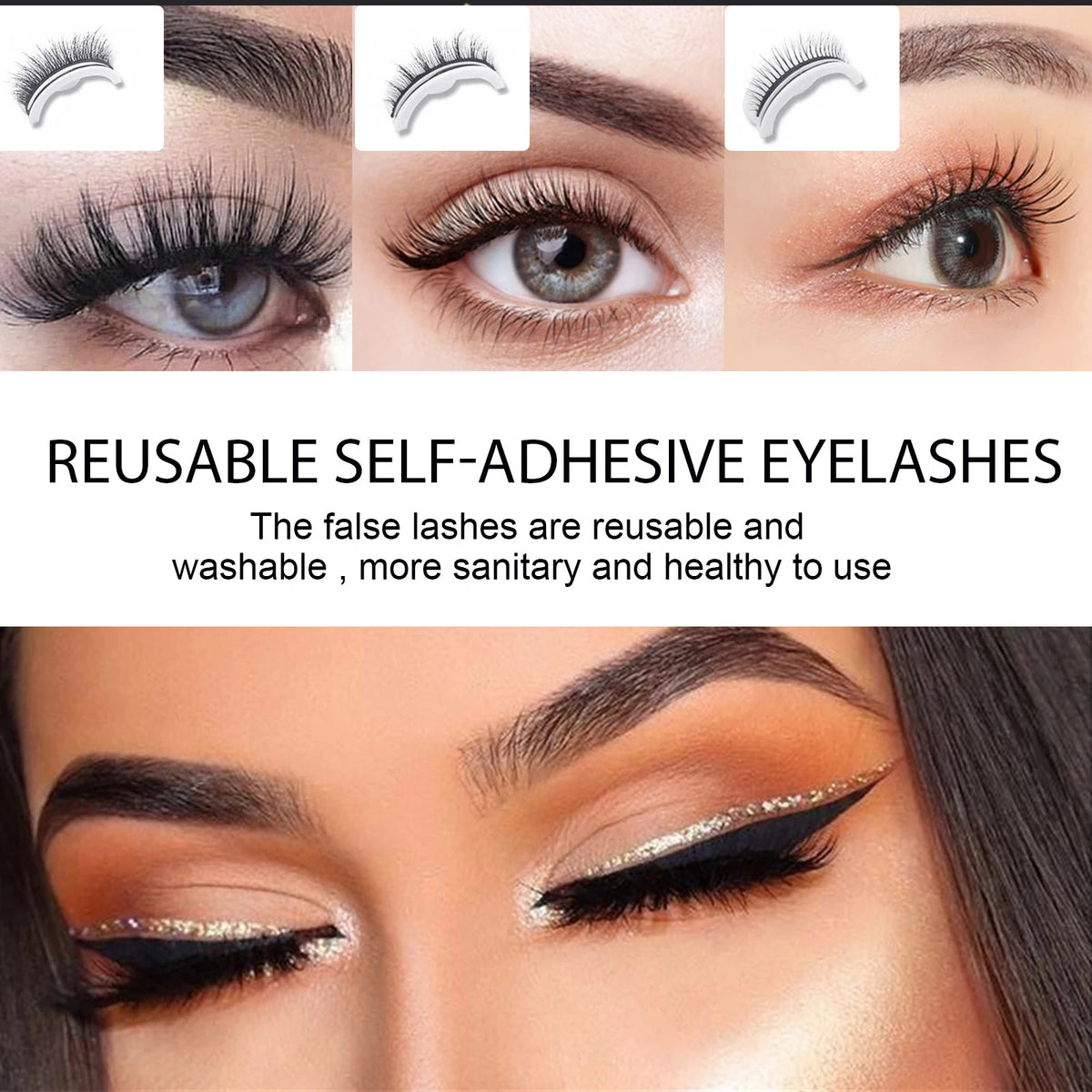 1 pairs Self-adhesive False eyelashes Reusable Natural Long Thick Eyelashes Multiple Reversible Glue-free Eyelashes Dropshipping HIP
