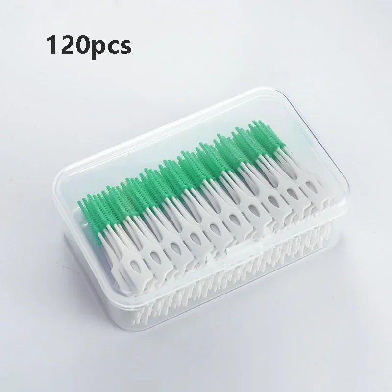 RUZOFO Interdental Silicone Brushes 40–200pcs | Oral Care Interdental Brush HIP C623-green 120Pcs