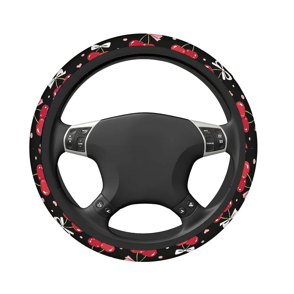 Cherry Bow Heart Car Steering Wheel Cover – Soft & Breathable Steering Wheel Cover HIP