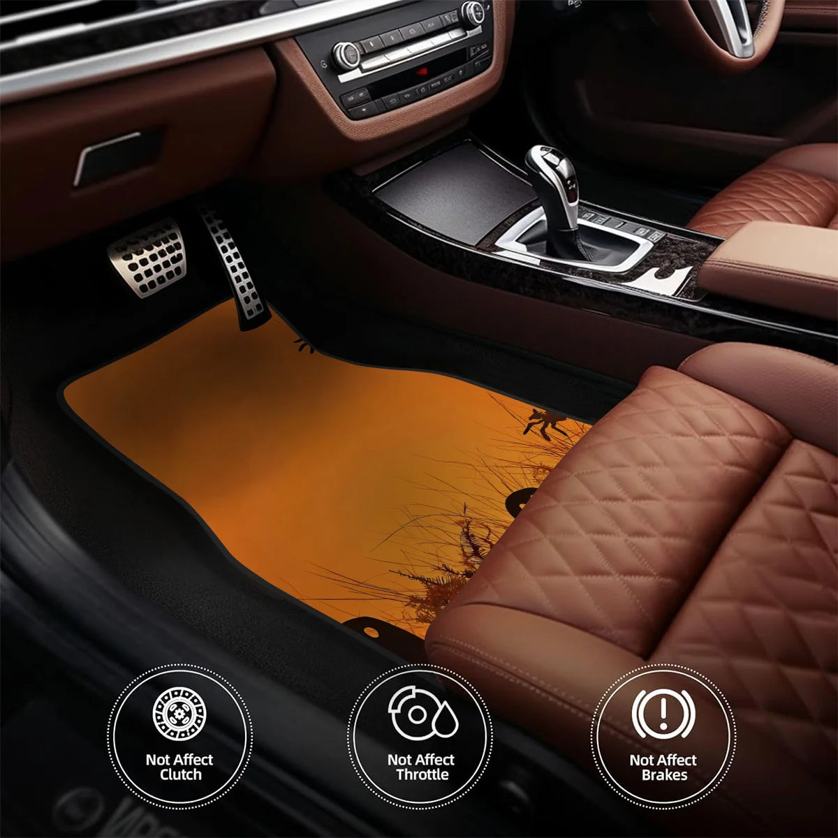 4-Pc Halloween Pumpkin Spider Car Floor Mats – Waterproof Car Floor Mats HIP
