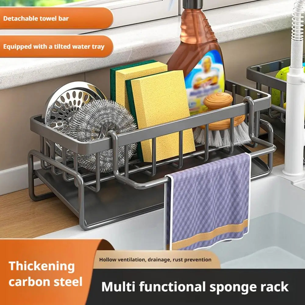 Kitchen Stainless Steel Sink Drain Rack Sponge Storage Faucet Holder Soap Drainer Towel Rack Shelf Organizer Kitchen Accessories HIP