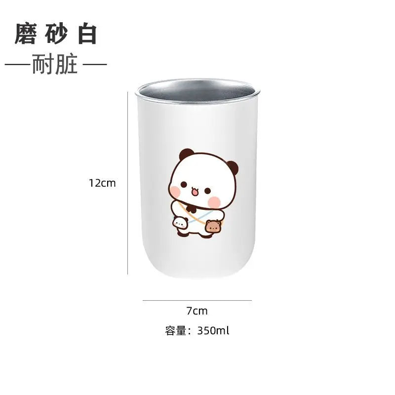 Bubu & Yier Panda Stainless Steel Toothbrush Cup 350ml Toothbrush Holder Cup HIP