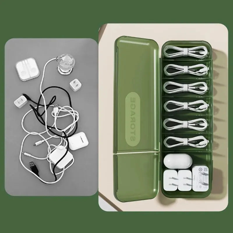 7-Compartment Cable Storage Box | Cord & Charger Organizer Cable Storage Box HIP