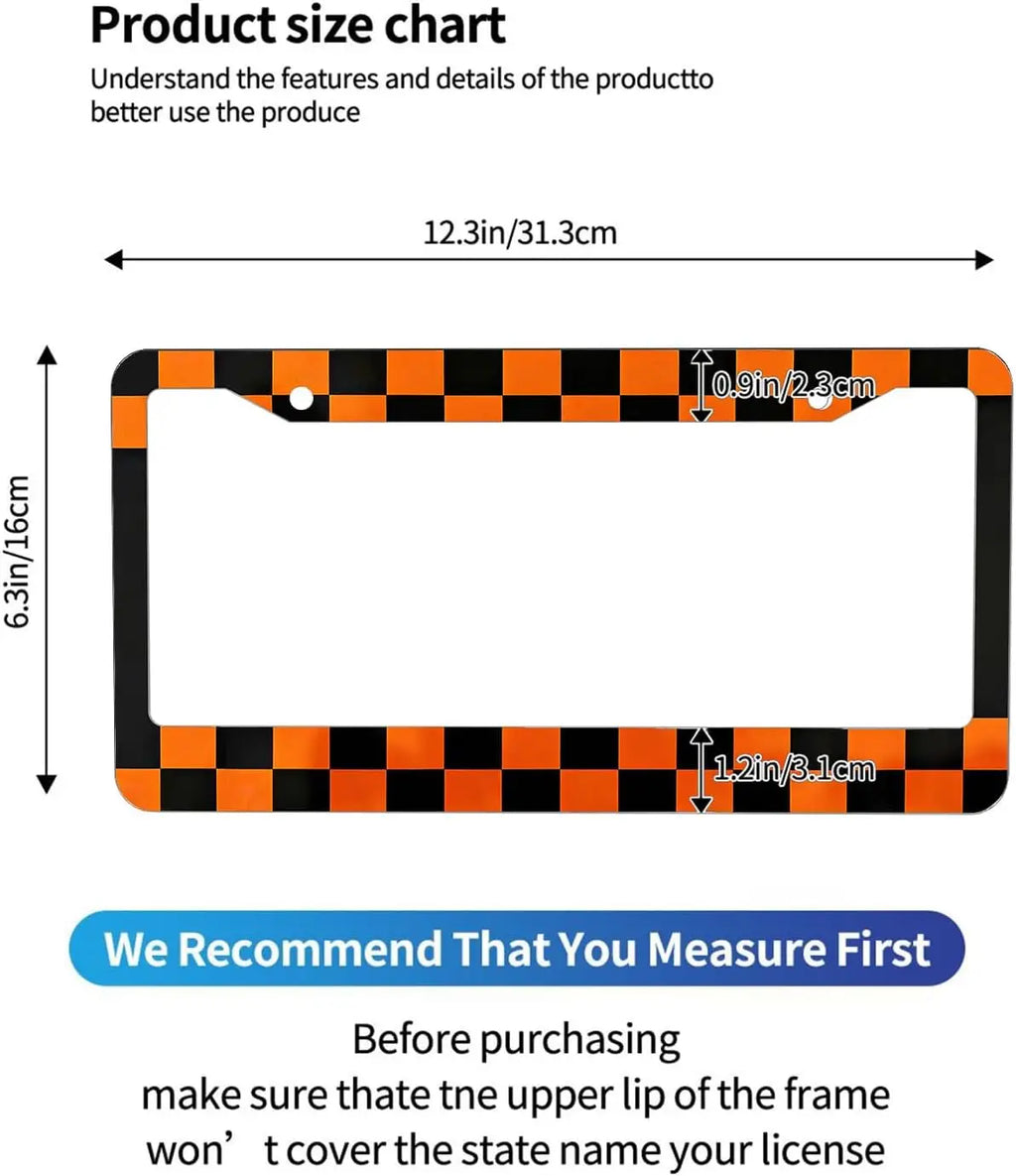 Racing Checkered License Plate Frame 2-Pack – Orange & Black License Plate Frame HIP