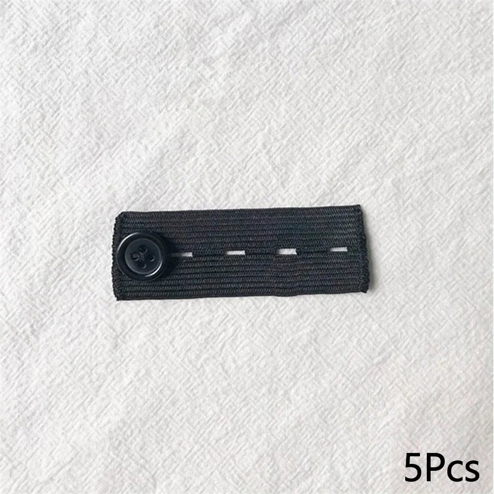 5Pcs Stretch Waist Extension Straps Practical Hooks for Pregnant Women Waist Belts Jeans Pants Diy Sewing Tools and Supplies HIP Black