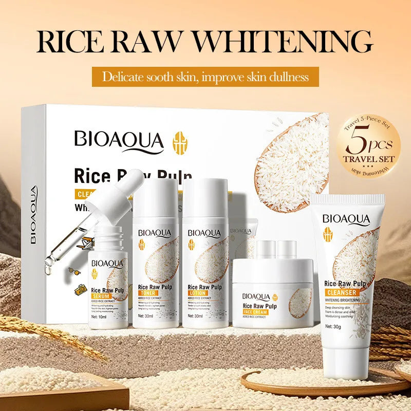 BIOAOUA 5-Piece Rice Extract Brightening Skincare Set Skincare Gift Set HIP