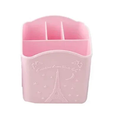 4 Compartments Makeup Brush Holder Portable Empty Plastic Brushes Holder Nail Pen Box Storage Organizer Container Random color HIP Pink