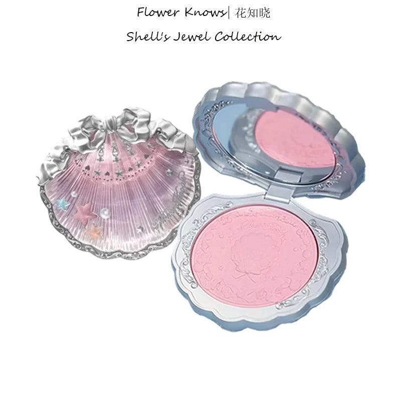 Flower Knows Shell's Jewel Embossed Blush – Matte & Satin Powder Blush HIP