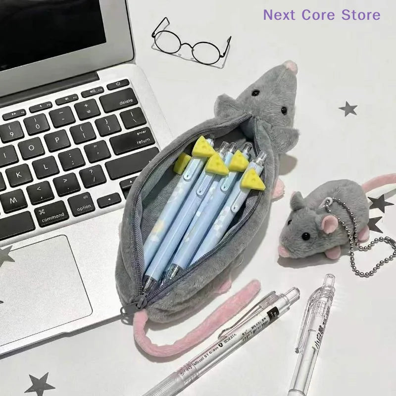Cute Mouse Plush Pencil Case – Student Stationery Organizer Plush Pencil Case HIP