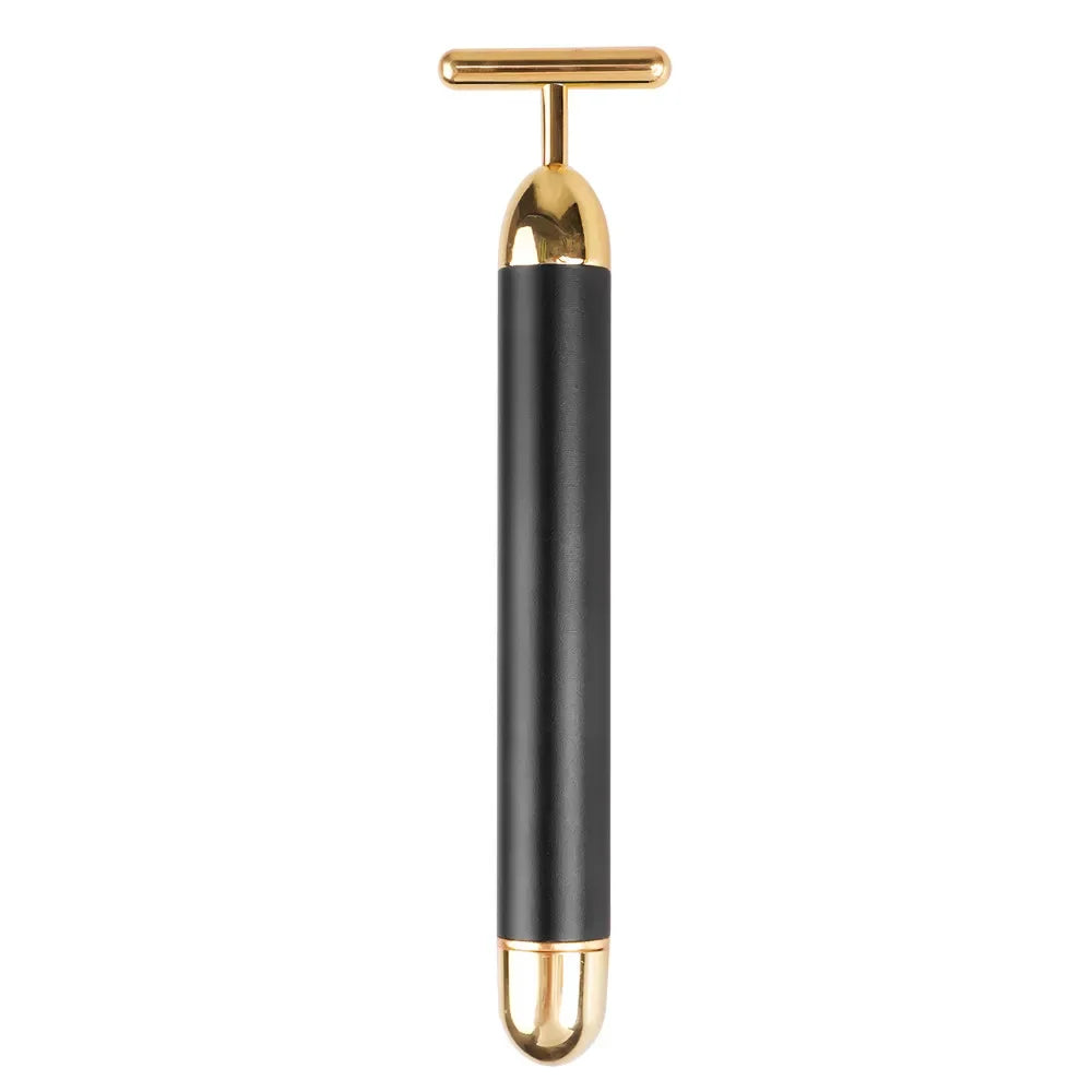 24K Gold Vibrating Facial Roller Massager – Firm & Lift Vibrating Facial Roller HIP Black-OPP