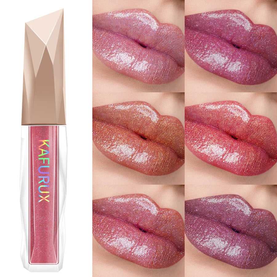 1PC Shimmer Lip Gloss For Fuller Lip Effect, Moisturizing Lip Care Lip Essence Long Lasting Lip Glaze Sexy Lips Makeup Pink Red HIP