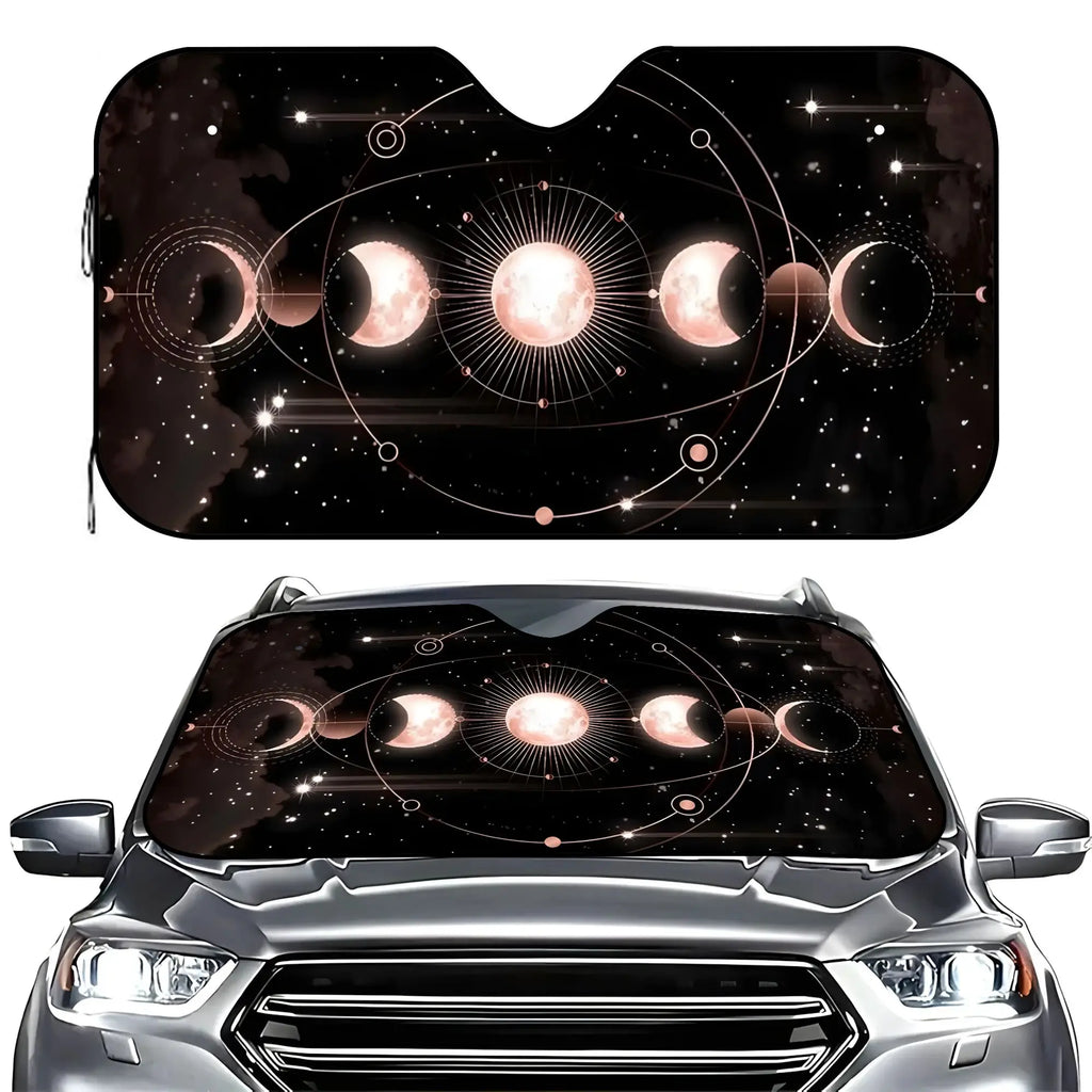 Moon Phase Starry Sky Car Sunshade – UV & Scratch Resistant Car Windshield Sunshade HIP S