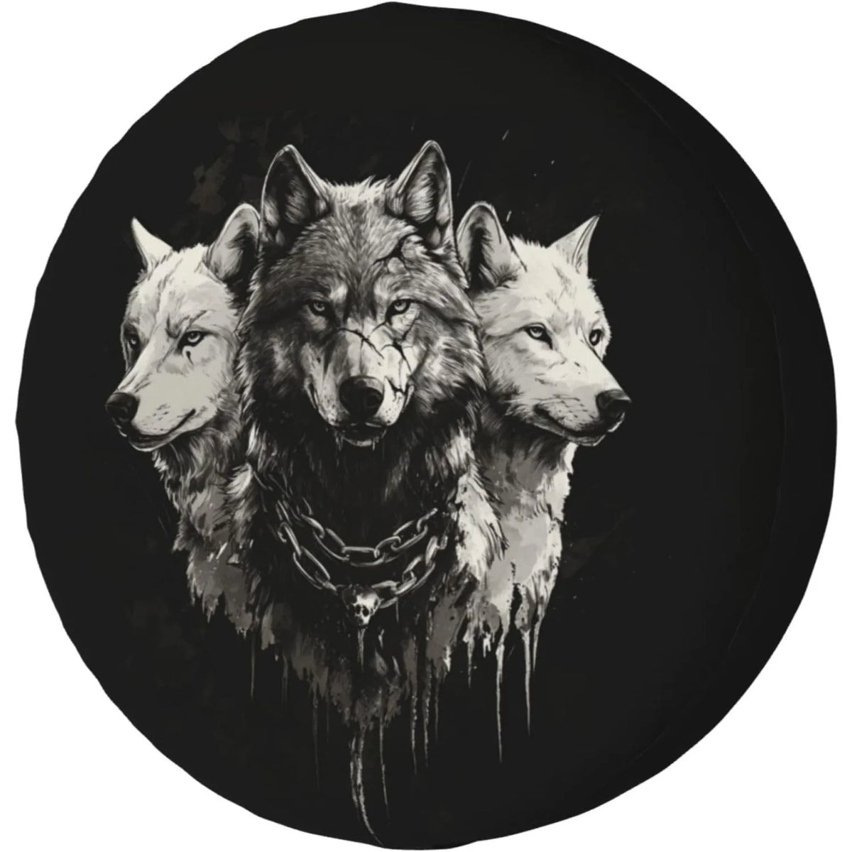 Three Wolves Graphic Tire Cover – UV & Waterproof Wheel Protector Spare Tire Cover HIP 1 17 in