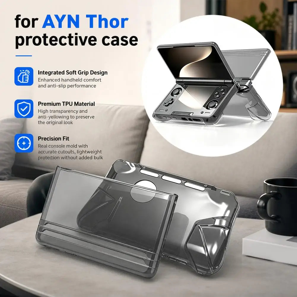 Soft Protective Case For AYN Thor Dual Screen Handheld Protective Cover With Transparent TPU Integrated Soft Handle HIP