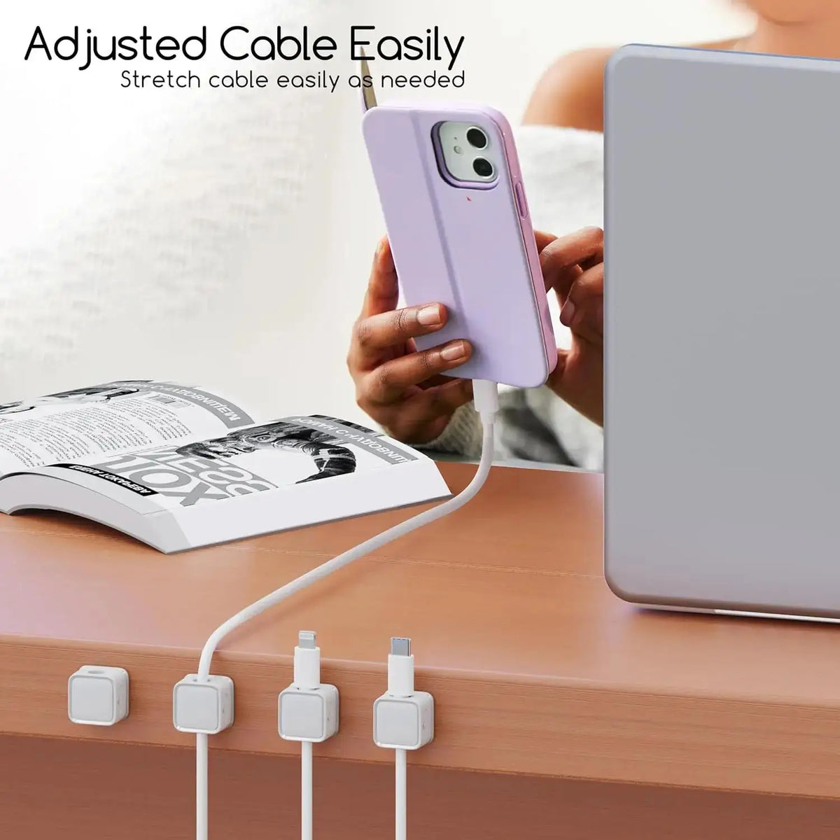 6-Pack Magnetic Cable Clips – Under Desk Cord Organizer Cable Organizer Clips HIP