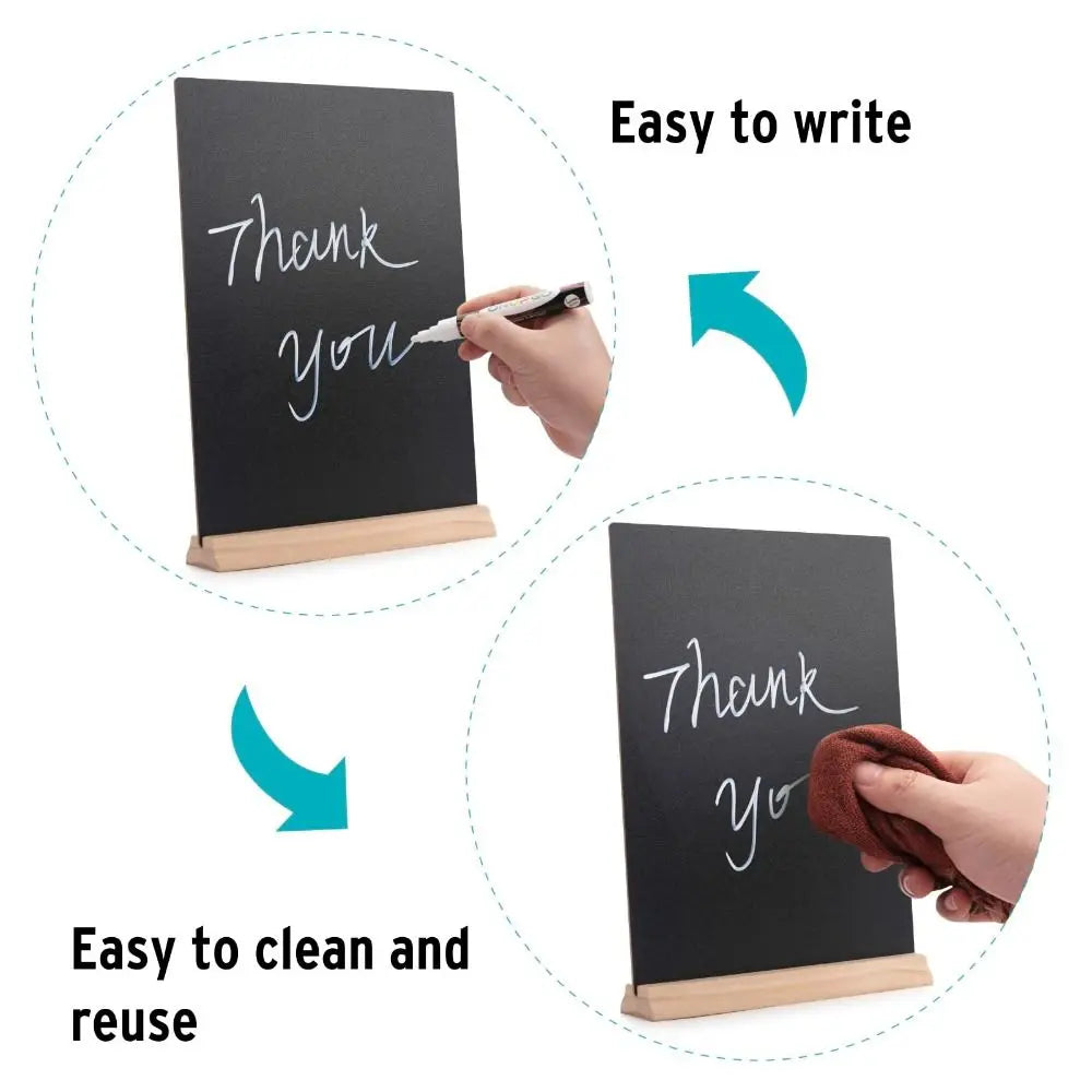 Wood Tabletop Chalkboard Sign Set with Stand – 4 Piece Tabletop Chalkboard Sign HIP