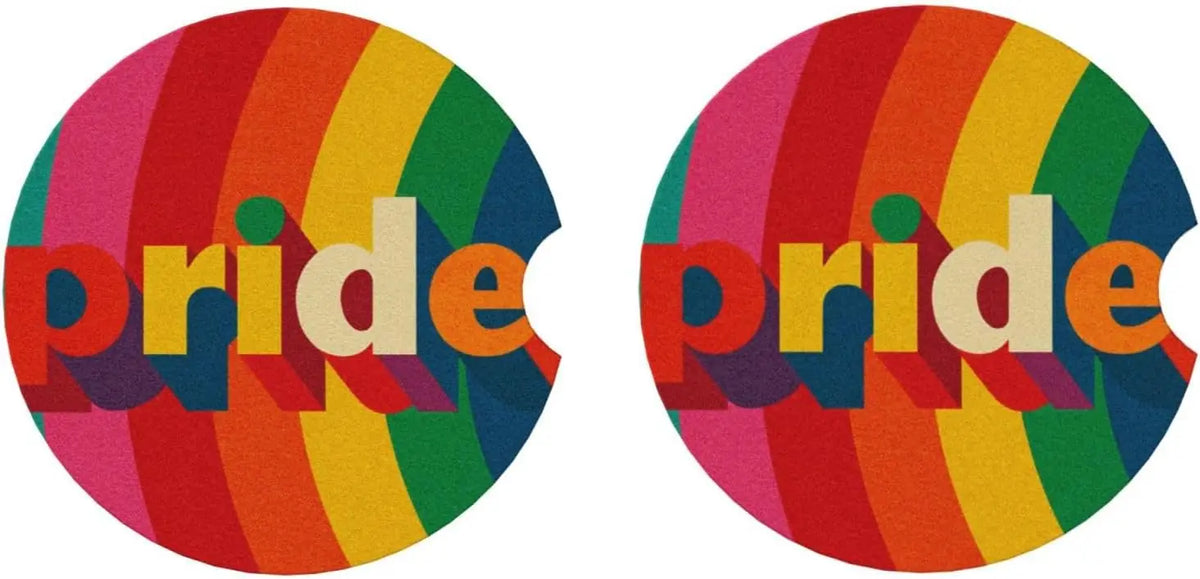 Rainbow Pride Ceramic Car Coasters – 2-Pack Cup Holder Set Car Cup Coasters HIP