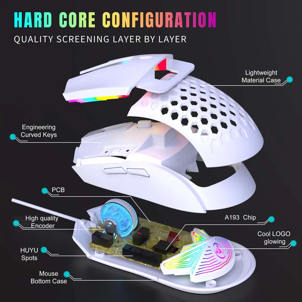 OULLX 6400DPI Hollow RGB Gaming Mouse – USB Wired Optical Wired Gaming Mouse HIP
