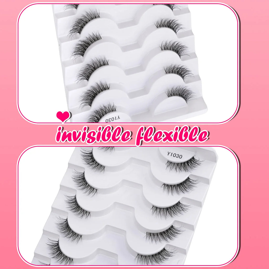 New Fox Half Eyelashes 3/10 Pairs 3D Mink Lashes Natural Eyelash Extension Cat Eye Eyelashes Makeup Tools Faux Cils Maquiagem HIP
