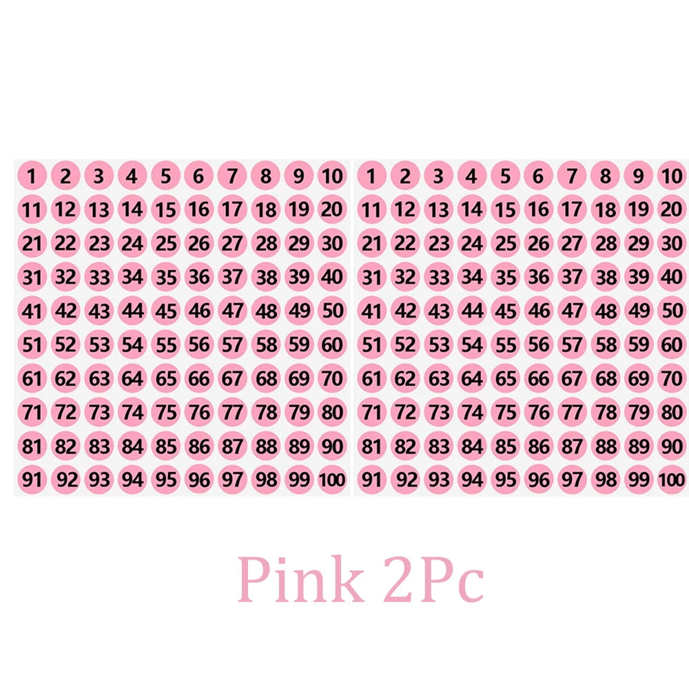 2/10Pcs Waterproof 7 Colors Number Sticker Label For Nail Polish Color Gel Varnish Marking Digital Label Sticker Manicure Tool HIP Pink 2Pc