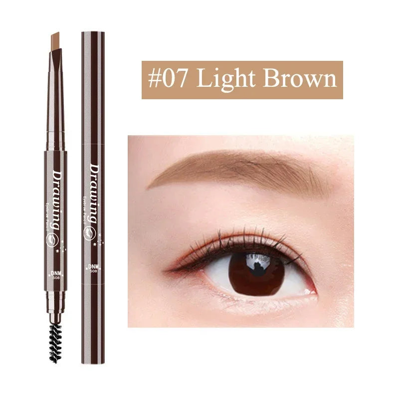 DNM 7 Color Natural Makeup Double Head Super Fine Eyebrow Pencil Waterproof Long Lasting Easy Ware Eye Brow Make Up Pen HIP 07 Light Brown