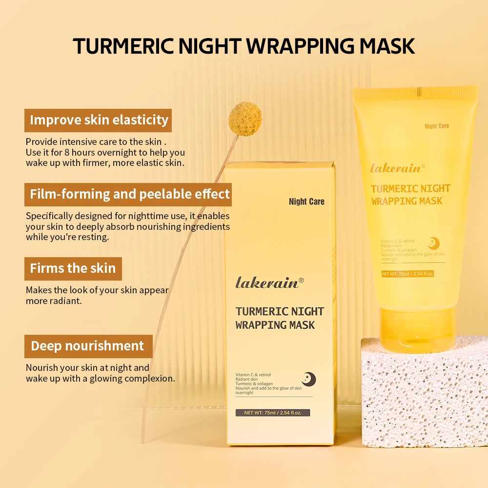 Overnight Wrapping Peel Off Mask Kojic Acid Turmeric Nourishes Hydrolyzed Collagen Glowing Skin Skin Firmnes Korean Skincare HIP