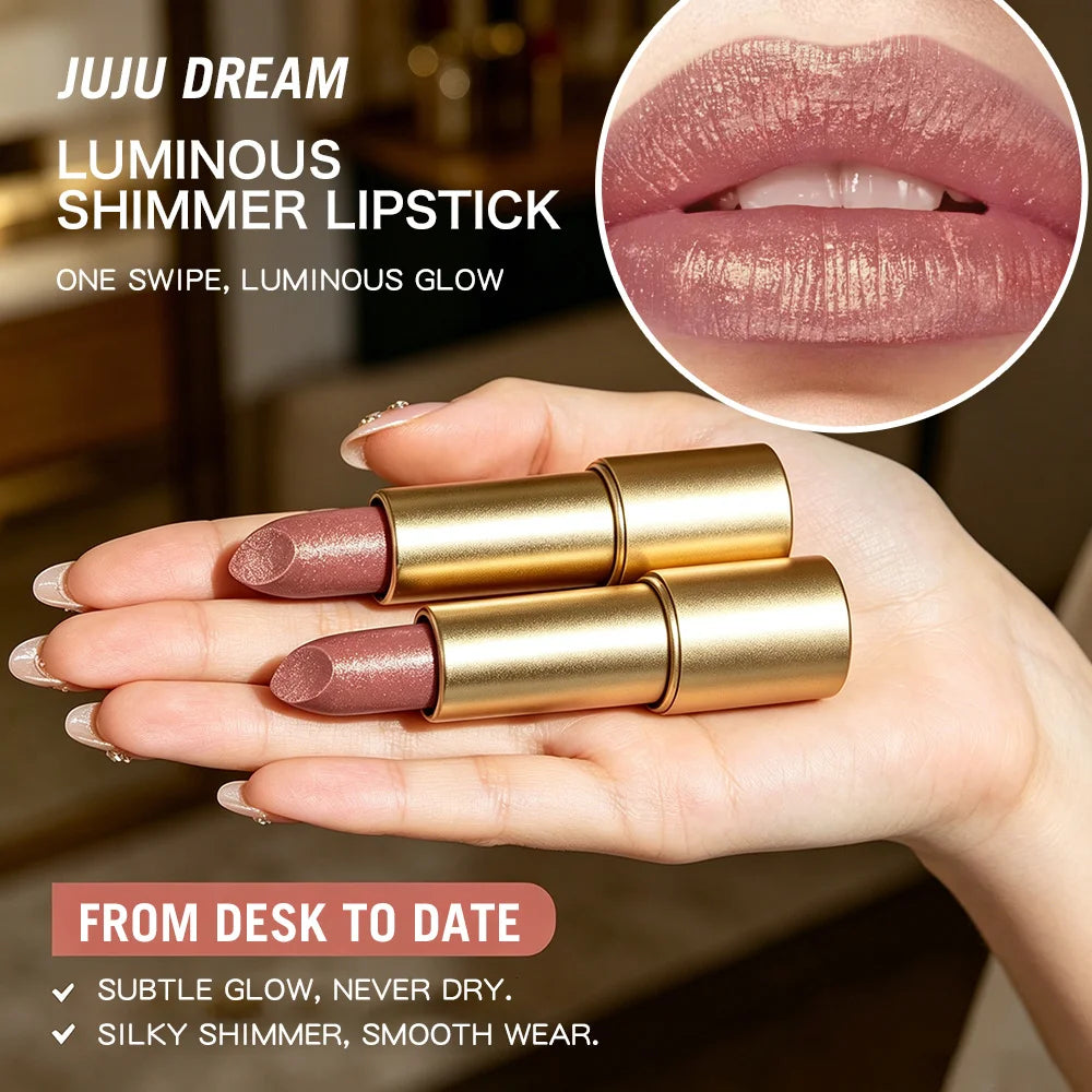 JUJU Dream Shimmer Metallic Lipstick – Long-Lasting Moisturizing Metallic Shimmer Lipstick HIP