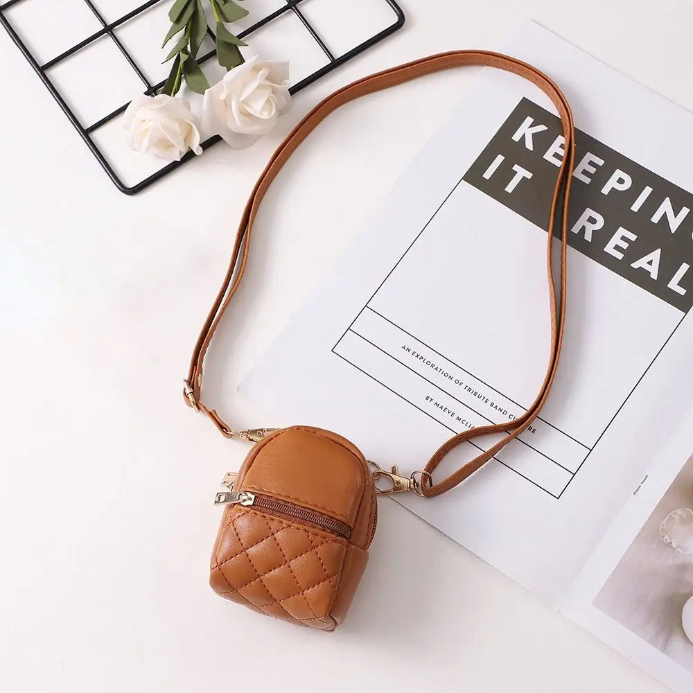 PU Leather Mini Crossbody Coin Purse – Lightweight Women's Bag Mini Crossbody Purse HIP brown