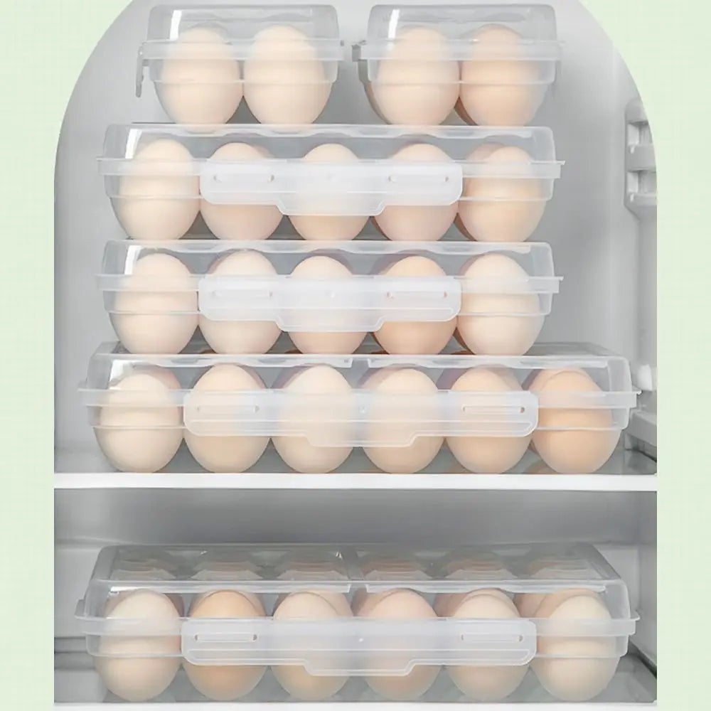 Stackable Plastic Egg Holder with Lid – Transparent Organizer Egg Storage Organizer HIP