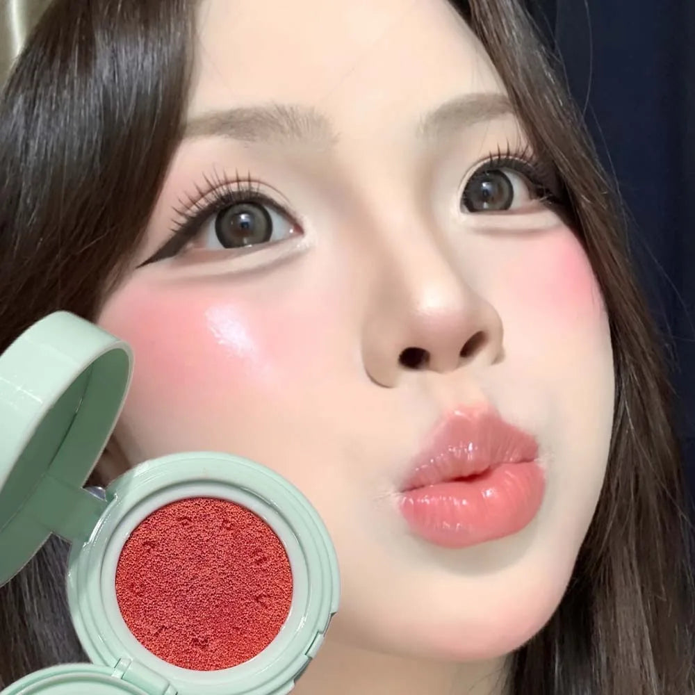 CAPPUVINI Moisturizing Air Cushion Blusher Cream Cheek Tint Natural Rouge Brighten Skin Tone Face Contour Makeup With Puff HIP